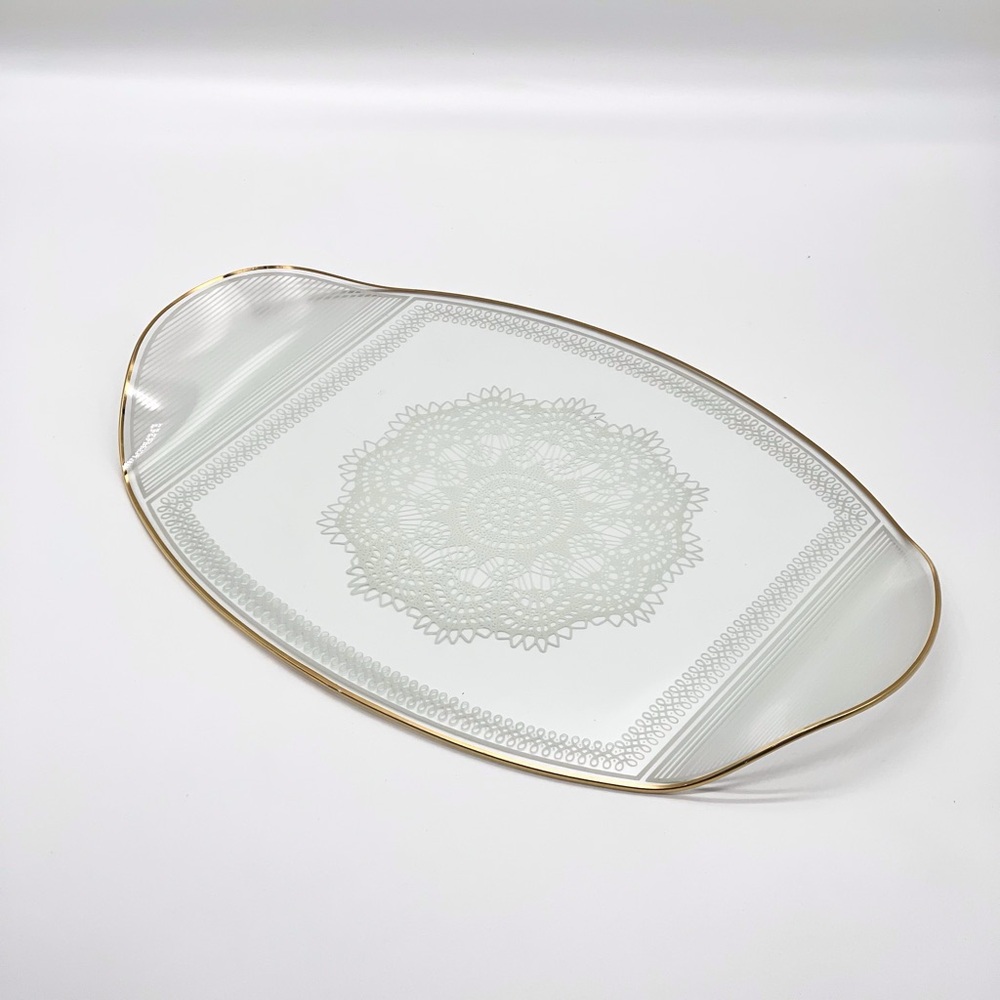 Crystal Clear Studios White Lace Oval Platter.